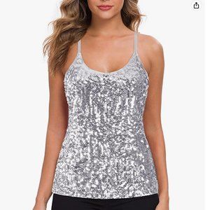 Silver Sequin Party Tank 2XL NWT